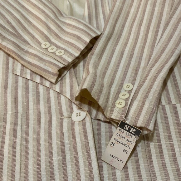 Vintage Michelle Stuart Pinstripe Blazer Jacket Dead Stock Pinstripe 16 NWT - Picture 8 of 15
